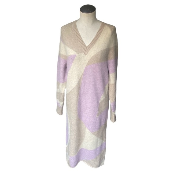 & Other Stories Intarsia Alpaca Wool Knit Midi Dress in Beige/Pink - Picture 4 of 10